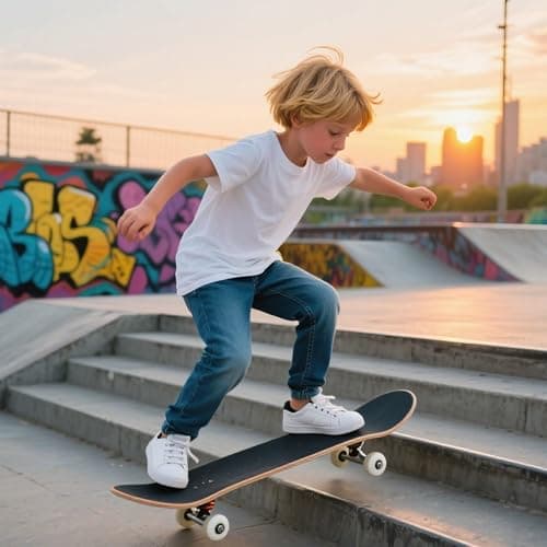 Skateboard for Beginners, Standard Complete Skateboard 31 Inch Double Kick Concave Deck with 7 Layer Maple Wood, Smooth Wheels & Bearings thumbnail 7