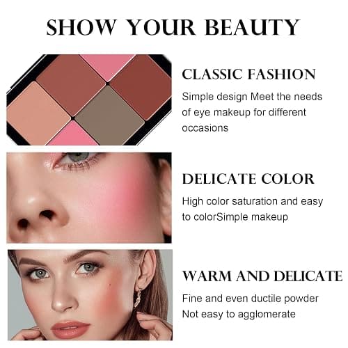 HOSAILY 12 Colors Cream Blush Palette Matte Blush Contour and Highlight Blush Palette Waterproof and Long Lasting Blush Cream Makeup Palette thumbnail 6
