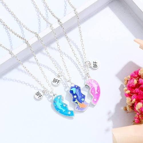 DOYYCA Friendship Necklace Best Friend Necklace for 3 Girls Magnetic Matching Heart Pendant BFF Necklaces for Sister thumbnail 2