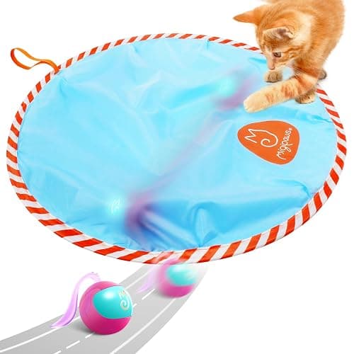 Migipaws Interactive Cat Ball Toy Set, Fun Tracker, Glowing Chase Ball with MystiChaser Pouch, Fluffy Tail, Small Mouse – Cat Toys for Bored Indoor Cats(Rose) - Image 1