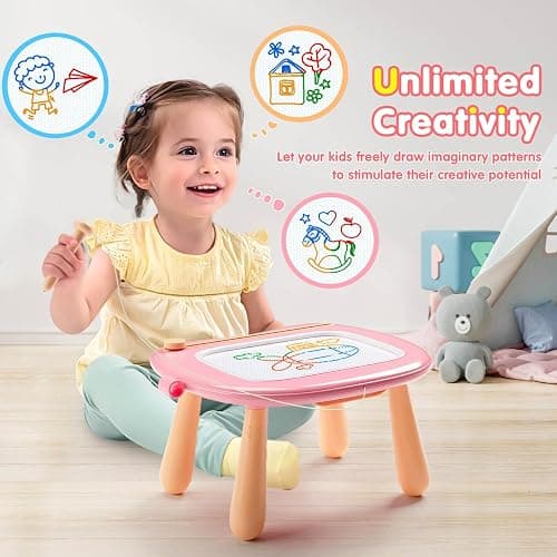 Toys for 1 2 3 Year Old Girl, Magnetic Drawing Board for Toddlers Kids 1-3, Doodle Board Preschool Learning Toys, Baby Christmas Birthday Gifts for 1 2 3 Year Old Girl, Pink thumbnail 2