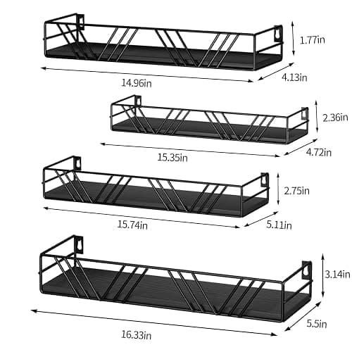 Amaoot Floating Shelves for Wall Set of 4, Wall Shelf Wood Floating Shelf | Different Sizes Mounted Wall Shelves for Living Room,Bedroom, Bathroom, Kitchen, Farmhouse Decor, Office thumbnail 3