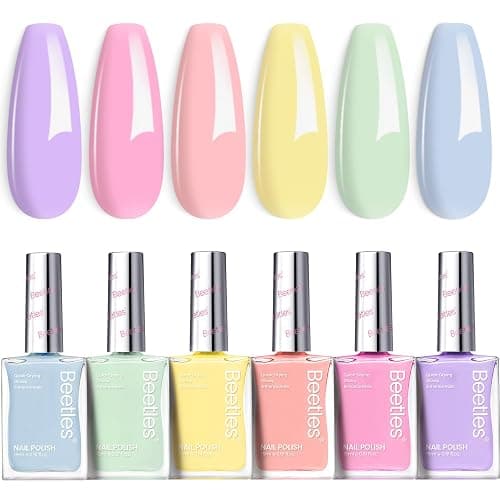 Beetles Pastel Nail Polish Set -6 Colors Pink Blue Yellow Nude Pink Purple Nail Polish Set Quick Dry Finger DIY Air Dry Nail Art Salon Home Pastel Reverie Gift for Women thumbnail 8