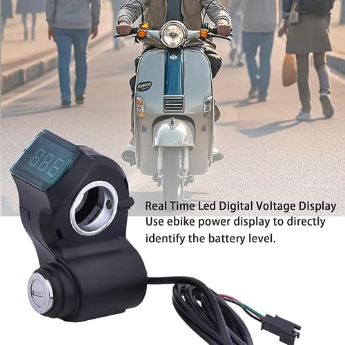 Universal 12V-96V Anti-Theft Ebike Key Ignition LED Voltmeter Key Switch | Fits 7/8" (22mm) Handlebar, Digital Voltage Display Battery Monitor, Simple 3-Pin Wiring, Key Ignition for Ebike E-Scooter thumbnail 6