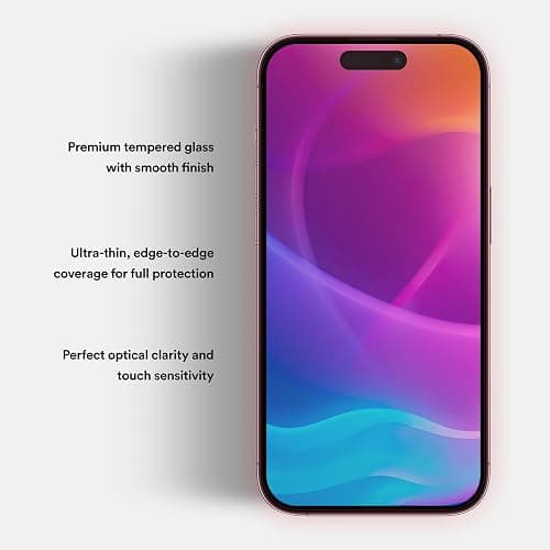 BodyGuardz Red Light Converter Screen Protector – Passive Red Light Therapy for Face - Promotes Better Sleep, Healthier Skin, Reduced Eye Strain – 9H Tempered Glass, Easy Install (iPhone 15 Pro Max) thumbnail 5