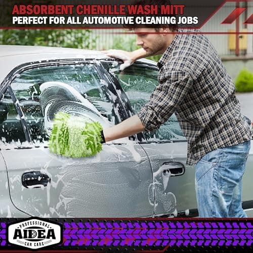 AIDEA Car Wash Mitt Microfiber, 1PK-Scratch-Free& Lint-Free, Premium Chenille Microfiber Mitt Car Wash Brush-Green Regular Size (7.12''X10.14'') thumbnail 6