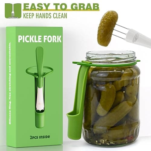 2 Pack Pickle Fork Pickle Grabber Tool-Pickle Picker for the jar, Kitchen Gadgets Pickle Gifts Suitable for Olives Green thumbnail 3