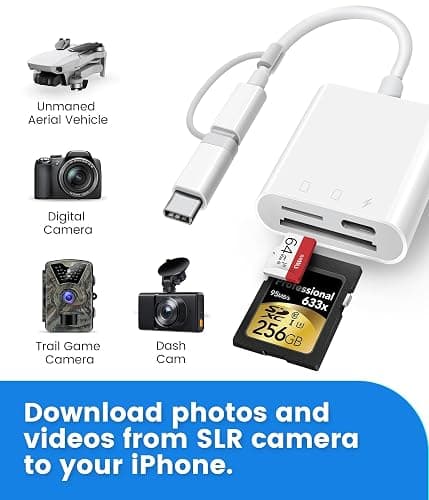 SD Card Reader for iPhone iPad, Oyuiasle Digital Trail Camera SD Card Viewer with Dual Slot for MicroSD/SD, Lightening&USBC Dual-Connector Memory Card Adapter for Photography, Plug and Play - 2 Slots thumbnail 7