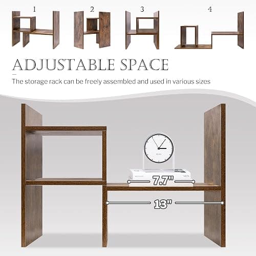 Jerry & Maggie - Desktop Organizer Office Storage Rack Adjustable Wood Display Shelf, Birthday Gifts Toy Home Decor Free Style Rotation Display True Natural Stand Shelf (Natural Wood Tone) thumbnail 6