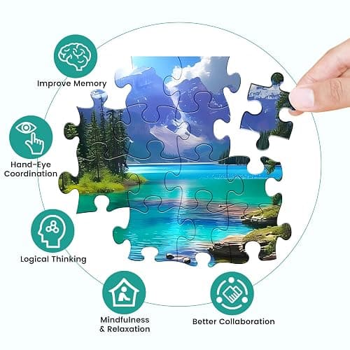 500 Pieces Puzzles for Adult Jigsaw Puzzle 500 Piece Puzzle Children Elderly Puzzle Mountain Forest Lake Puzzles Gift for Mom Dad Family Friend Family Activity Games Home Decor Wall Art 20.5x15IN thumbnail 5