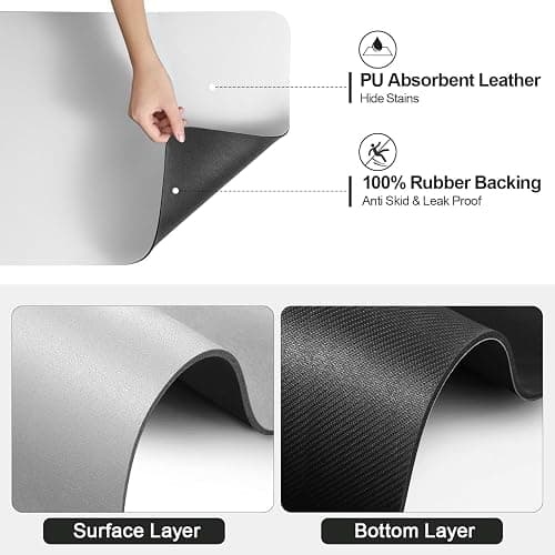 Ecotrim - Dish Drying Mat for Kitchen Counter | Coffee Bar Mat for Countertops | Heat Resistant Drainer Mat with Non-slip Rubber Backed | Hide Stain Kitchen Absorbent Draining Mat | Light Grey 16"x18" thumbnail 4