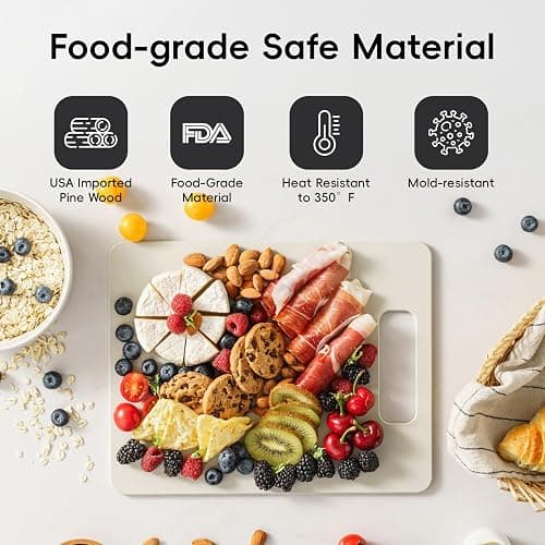 Culiex Wood Fiber Cutting Board Set of 2, Dishwasher Safe, Non-Toxic | BPA-Free Composite Cutting Board for Kitchen, Non-Slip, Non-Porous Chopping Board for Meat Vegetable Fruit Bread - Oatmeal thumbnail 4