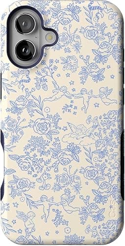 Casely iPhone 16 Case | Cupid's Canvas | Periwinkle Floral | Bold Protective Design | Compatible with MagSafe - Image 1