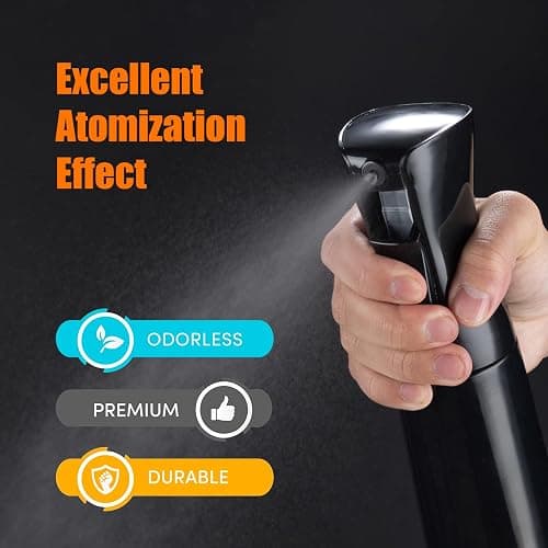 GRIFEMA 200ml Small Water Spray Bottles, Continuous Mist Empty Hair Spray Bottles for Cleaning, Curly Hair, Plants GE2001B-200B, Black thumbnail 3