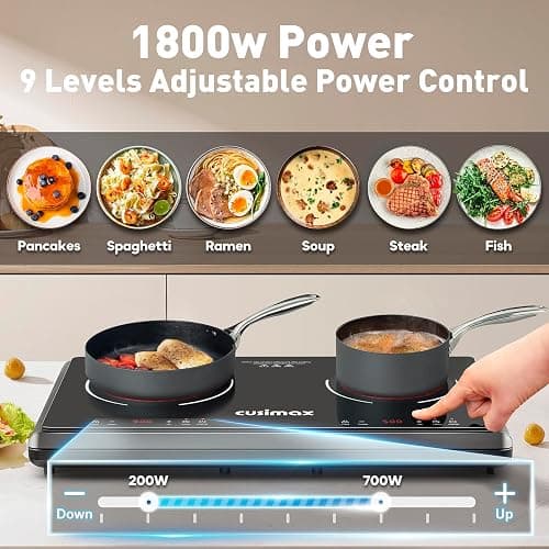 Electric Stove,Cusimax Electric Hot Plate for Home,9 Temperature and 1800w Power Level,Double Infrared Burner with Sensor Touch,Kids Safety Lock,Timer,Ceramic Countertop Stove thumbnail 4