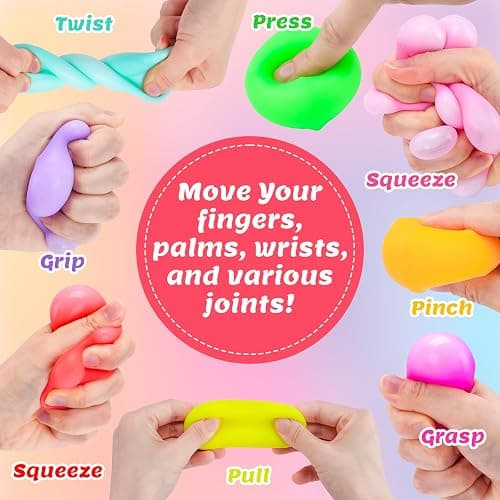 VISCOO 12 Pack Slow Rising Stress Cube, Stress Balls Fidget Squishy Toys | Squeeze Toy for Anxiety Relief, Pull Stretch Squishy Ball for Classroom Prize, Party Favors for Kids Adults thumbnail 3