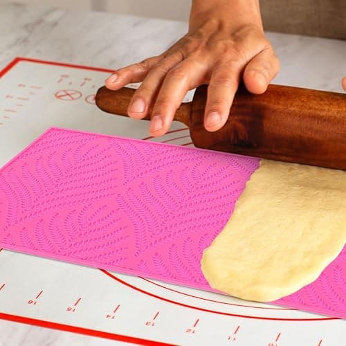 DECHOUS Fondant Lace Mold: Silicone Cake Fondant Mat - Wheat Ears Pattern Impression Lace Mold for Cake Decorating Embossing - Pink Impression Mat for Chocolate Sugar Craft thumbnail 4
