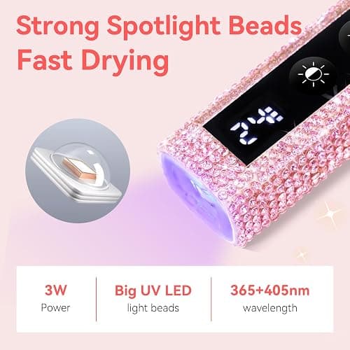 Makartt UV Nail Lamp, Handheld Flash Cure Lamp with Painless Mode 800mAh Rechargeable Portable Nail Light with LCD Display & 3 Timers for Home & Salon DIY(Diamond) thumbnail 6