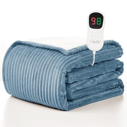 Homemate Heated Blanket Electric Heating Throw 50"x60" Soft Flannel Sherpa | ETL Certified 2/4/6/8H Auto-Off 10 Heat Levels Overheat Protection Machine Washable,For Cold AC Office Room Cold Sleeper Gift - Image 1