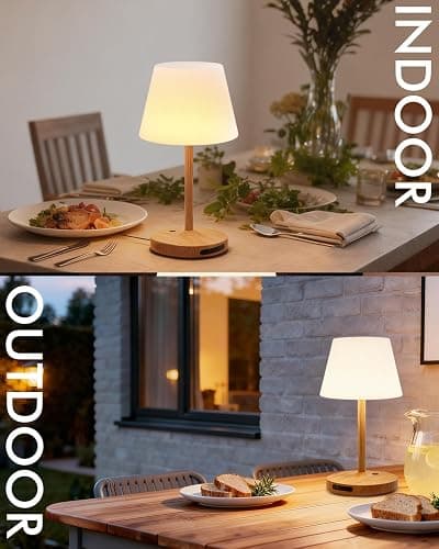 SAIWEYA Outdoor Waterproof Shower Lamp, 5200mAh Cordless Rechargeable Table Lamp with Touch Dimming, IP65 Wireless LED Night Light for Patio, Camping, Bathroom, Restaurant & Kitchen thumbnail 8
