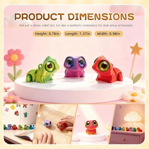 WJOVK 3D Printed Big-Eyed Frog Toy,10 PackArticulating Realistic Animal Pendant,Unique Desk Decor & Flexible Gift Idea (10PC Frog) thumbnail 7