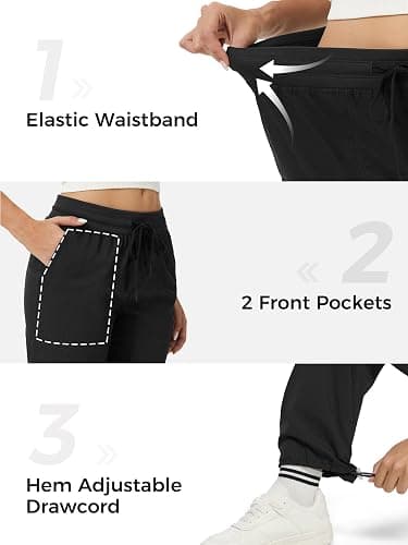 Prettyleaf Petite Women's 26"/28" Inseam Lightweight Dance Studio Pants Ruched Travel Athletic Workout Joggers thumbnail 5