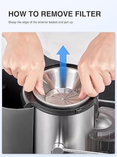 Juicer, Reemix Centrifugal Juicer Machines Whole Fruit and Vegetable, 3-inch Wide Mouth Juicer Extractor with 2 Speeds, Brush Included Easy to Clean (Black, 500W) thumbnail 9