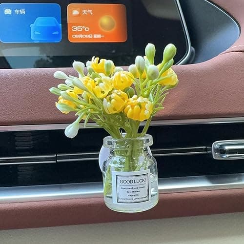 Set of 4 Cute Flower Bouquet Car Air Freshener Vent Clips, Mini Artificial Flowers for Car Air Vent Decoration, Auto Interior Dashboard Ornament Accessories thumbnail 7