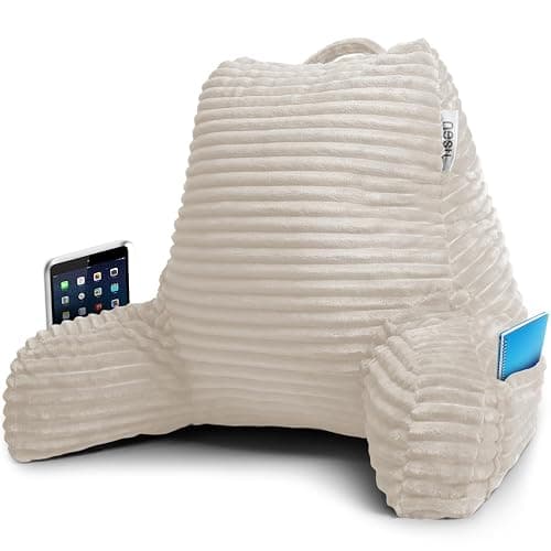 Nestl Reading Pillow with Shredded Memory Foam, Luxe Cut Plush Back Pillow for Sitting Up in Bed, Back and Arms Adjustable Support for Adult & Teens, Backrest Pillows with Washable Cover Linen - Image 1