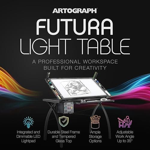 Artograph Futura Light Tracing Table for Artists with Storage and Adjustable, Dimmable Glass Work Top thumbnail 3