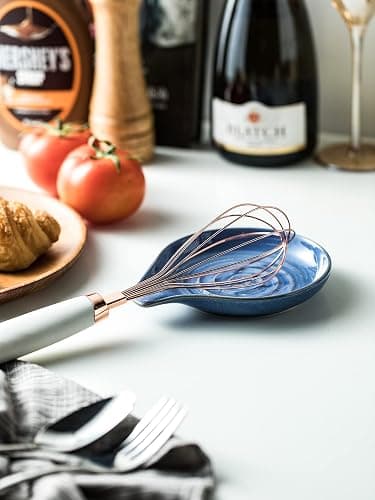 Cormomu Spoon Rest, Large Ceramic Spoon Holder for Stove Top, Heat-Resistant Cooking Spoon Rest for Kitchen Counter Decor, 5 Inches, Blue thumbnail 2