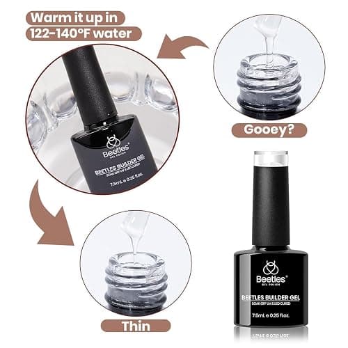 Beetles Builder Gel Set, 6 Colors Jelly Clear Pink Nude Building Gel, 8 in 1 for Instant Apex Thickening, Strengthening Weak Nails & Extension, Beginners DIY Salon at Home Gifts, UV LED Lamp Needed thumbnail 7