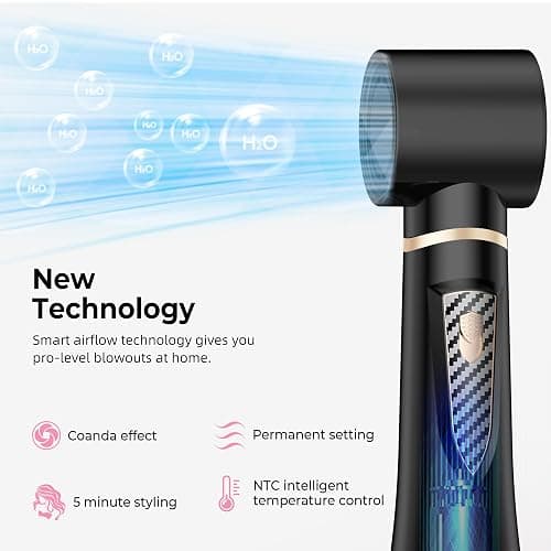 Atopskins 5 in 1 Blow Dryer Brush Set, 1000W Professional Hot Air Styler, Ionic Hair Dryer Brush, 3 Heat Settings, Auto Curling, Fast Drying, Ideal Hair Styling Tools Gift for Women (Black Gold) thumbnail 7