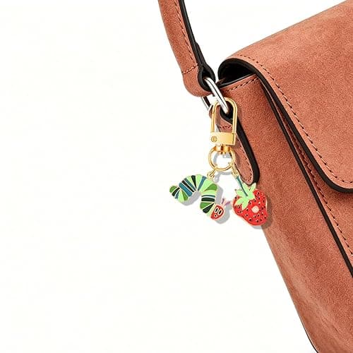 WCRAZYE 6PCS Hungry Caterpillar Keychain Brooch Jewelry Set for Women Green Caterpillar Strawberry Apple Teacher Keychains thumbnail 2