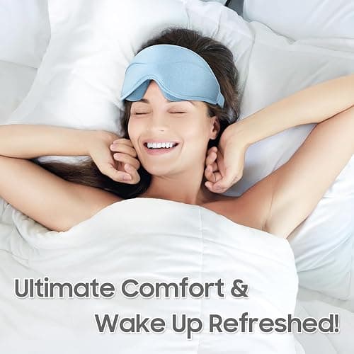 MOEASEii Sleep Mask - Total Blackout 3D Sleeping Mask, Super Lightweight & Silky Soft Eye Mask for Sleeping, Fully Adjustable Fit for Home, Office, Traveling, Meditation, Yoga, Light Blue thumbnail 8