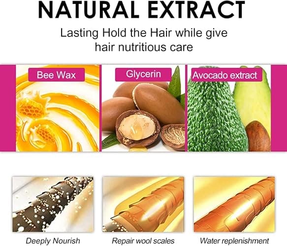 Hair Wax Stick & Pink Brush Set for Hair Edge Frizz Control Anti-Frizz Non-greasy Broken Hair Styling Finishing Wax Stick Men Women Styling Products thumbnail 6