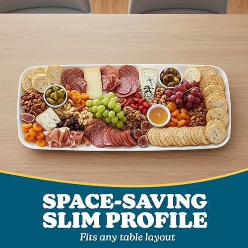 Rectangle White Serving Tray (2-Pack) - 17.5" Disposable Serving Platter for Appetizer, Fruits & Serving Dishes | Perfect Plastic Tray for Party Serveware thumbnail 4