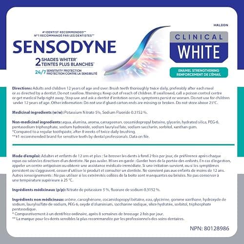 SENSODYNE Clinical White Toothpaste, Sensitivity Protection, Enamel Strengthening, 75mL thumbnail 2