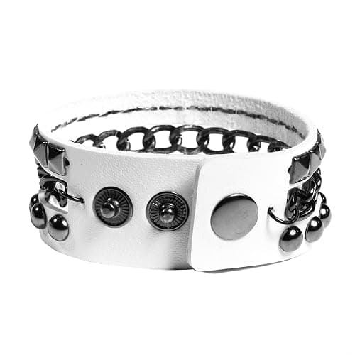 Eigso 3 Pcs Leather Punk Bracelets for Men Women of Rock Rivet Wrap Retro Spike Bracelet Adjustable thumbnail 3