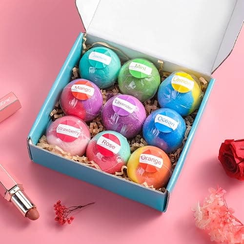 Maylawn Bath Bombs Gift Set, Vegan & Cruelty Free, Ideal Present for Women, Girls, Birthday Mothers Day Gifts Idea, 9-Pieces Handmade Fizzy Bubble Bath Bombs thumbnail 8