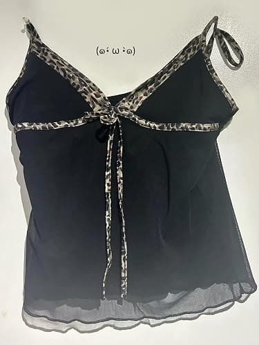 Emo Coquette Cropped Top Grunge 2000s Spaghetti Strap Tops Streetwear Vintage Camisole Y2k Cheetah Tops thumbnail 4