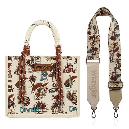 Montana West Wrangler Tote Bag Western Satchel Bags for Women with Braided Rope Handles - Image 1