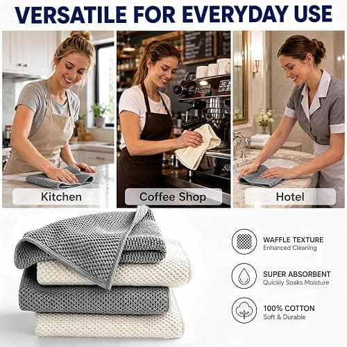ningzhi 4pcs Dish Cloths Kitchen Cloths Microfibre Cleaning Towels–All-Purpose Home Cleaning Cloths, Ultra-Absorbent, Quick-Drying, Soft & Reusable(30x30cm) thumbnail 3