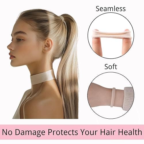LuSeren 120PCS Soft Hair Ties for Women – No Damage Ouchless Nylon Hair Accessories, Seamless Fabric Ponytail Holders for Daily Use (Natural Colors) thumbnail 4