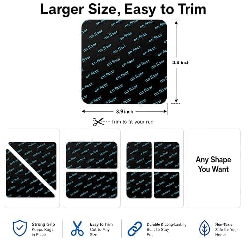 Rug Gripper for Hardwood Floor, 16Pcs Premium Reusable Washable | Prevents curling and sliding; washable, reusable adhesive removes cleanly and trims easily to fit corners and irregular rugs thumbnail 2