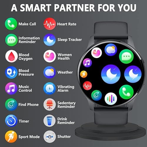 Erkwei Montre Connectée Femme avec Appel Bluetooth Assistants AI 1.32" Smartwatch SpO2 Fréquence Cardiaque Sommeil Lecteur Musique Podomètre Calorie 3 Bracelet Sprot Montre Connectée pour Android iOS thumbnail 7