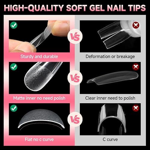 UNA GELLA Long Stiletto Gel Nail Tips Full Cover 120pcs Half Matte Nail Tips Long Stiletto Almond Fake Clear Nails Tips S tiletto Press on Nails for Nail Extensions Home Nail Art Salon 12 Sizes thumbnail 6