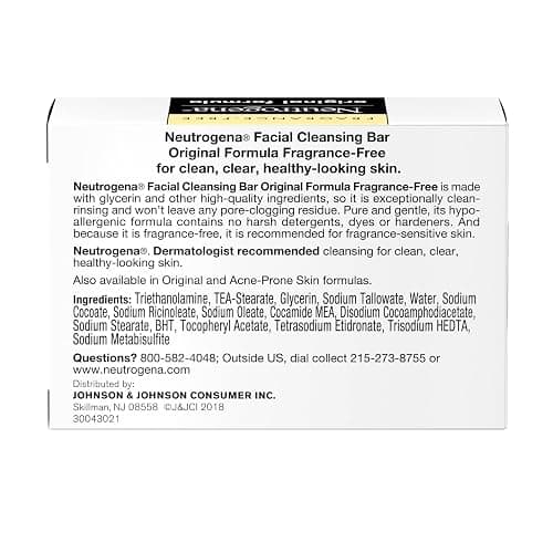 Neutrogena Original Transparent Facial Cleansing Bar, Fragrance-Free Glycerin Face Wash Bar Soap for Gentle Daily Cleansing, Hypoallergenic & Dye-Free Pure Facial Soap, 3.5 oz thumbnail 9