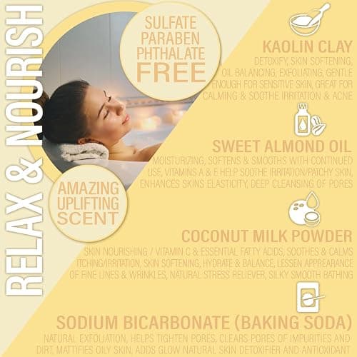Luxiny Vegan Milk Bath Soak Made with Moisturizing Coconut Milk Powder & Sweet Almond Oil for a Bath Bomb Dust Soothing Fizz & Relaxing Soak, 8 oz. (Vanilla Buttercream) thumbnail 3