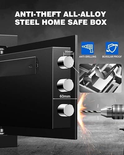 2.4 Cub Home Use Safe Box Fireproof Waterproof, Fire Proof Safe with Digital Keypad Sensor Light Key for Hotel Office Money Documents thumbnail 5